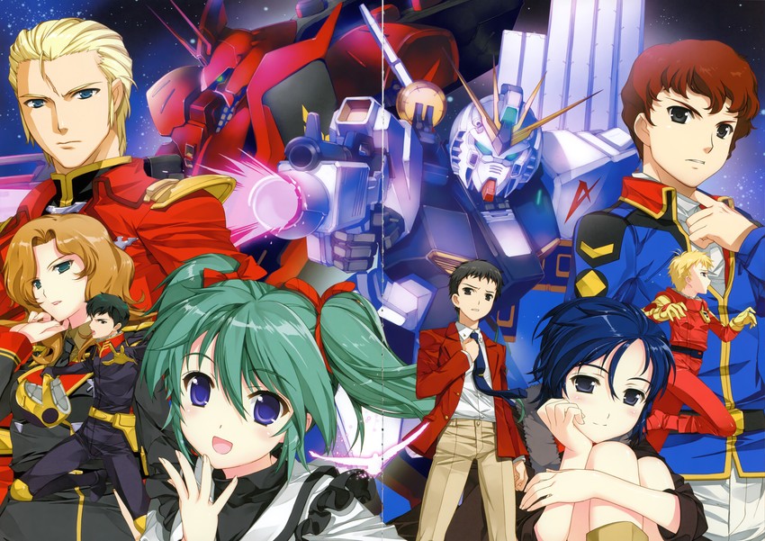char aznable, amuro ray, nu gundam, sazabi, hathaway noa, and 5 more (gundam and 1 more) drawn by fujima_takuya