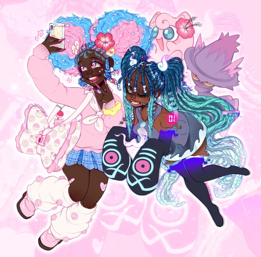 hatsune miku, jigglypuff, mismagius, ghost miku, and fairy miku (pokemon and 2 more) drawn by sleepyc0re