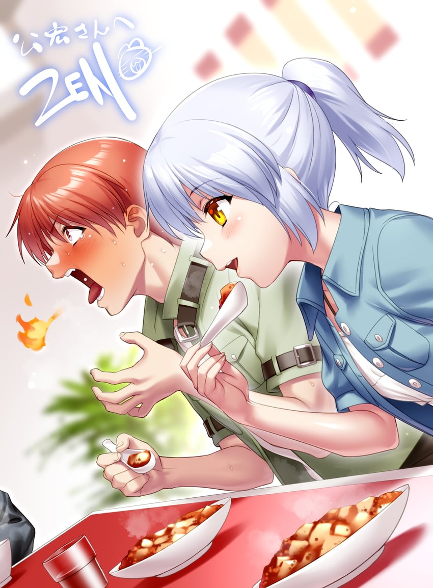tachibana kanade and otonashi yuzuru (angel beats!) drawn by zen_(kamuro)