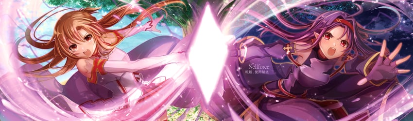 asuna and yuuki (sword art online) drawn by nellforce