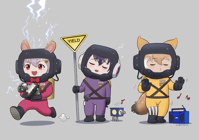 humboldt penguin, coyote, kirara mimi, and jester (kemono friends and 3 more) drawn by beleven
