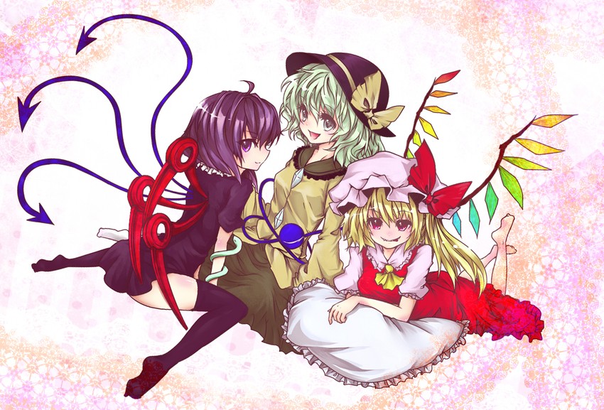flandre scarlet, komeiji koishi, and houjuu nue (touhou) drawn by chagu