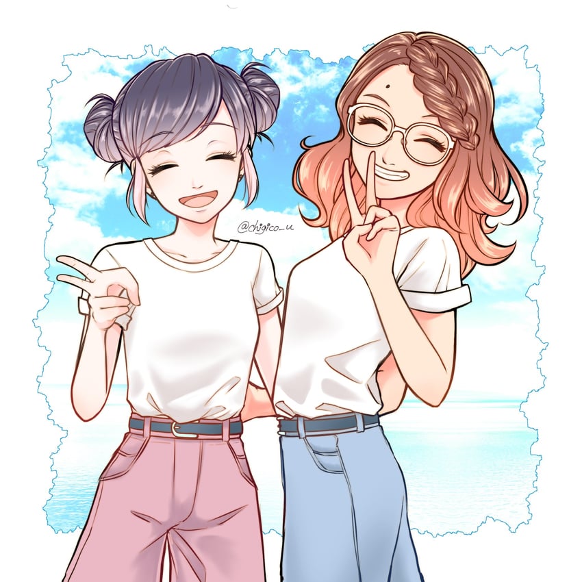 marinette dupain-cheng and alya cesaire (miraculous ladybug) drawn by chigico_u
