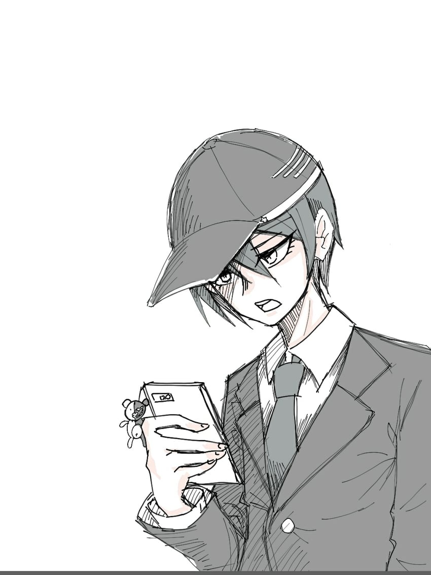saihara shuichi and monokuma (danganronpa and 1 more) drawn by bsyt41