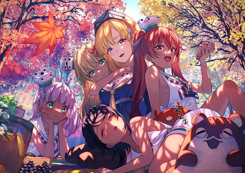 fletcher, libeccio, grecale, bokukawauso, maestrale, and 1 more (kantai collection) drawn by unowen