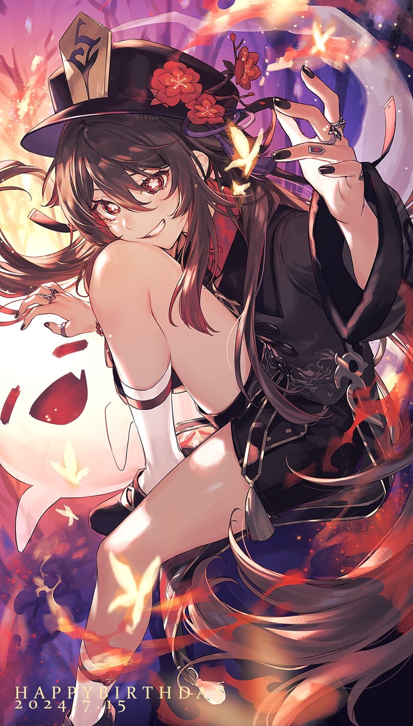 hu tao and boo tao (genshin impact) drawn by pon2oo