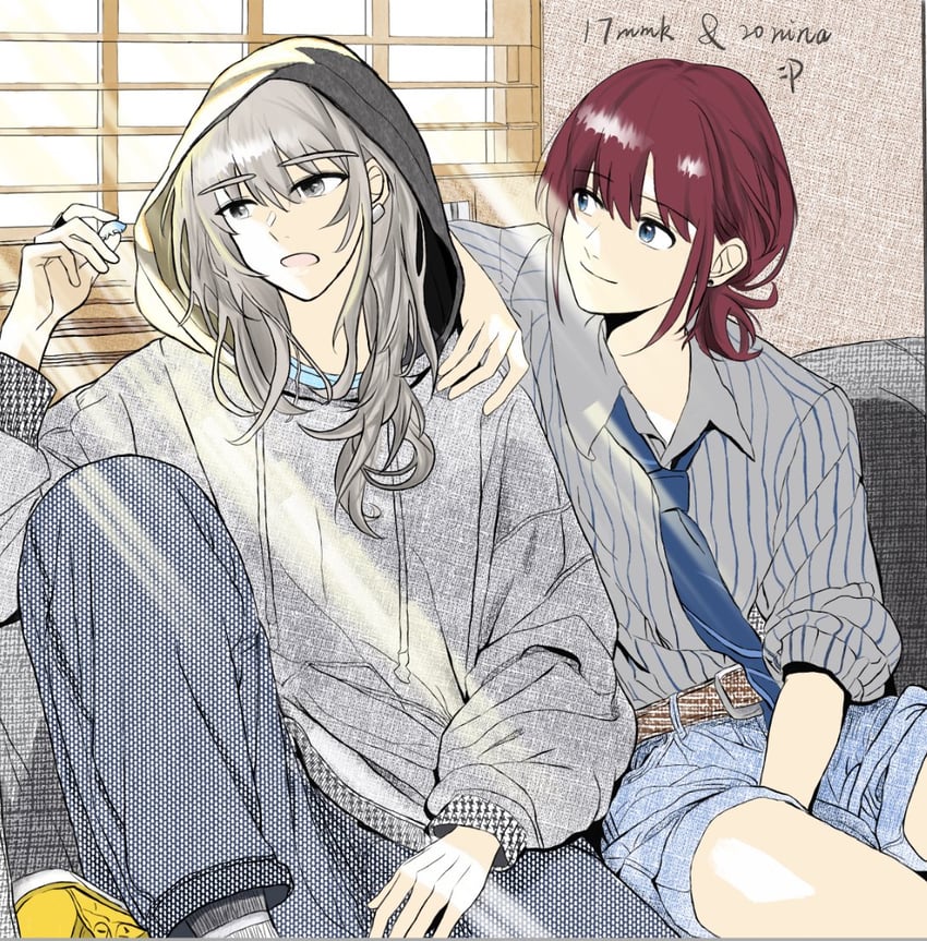 iseri nina and kawaragi momoka (girls band cry) drawn by momokan_1209