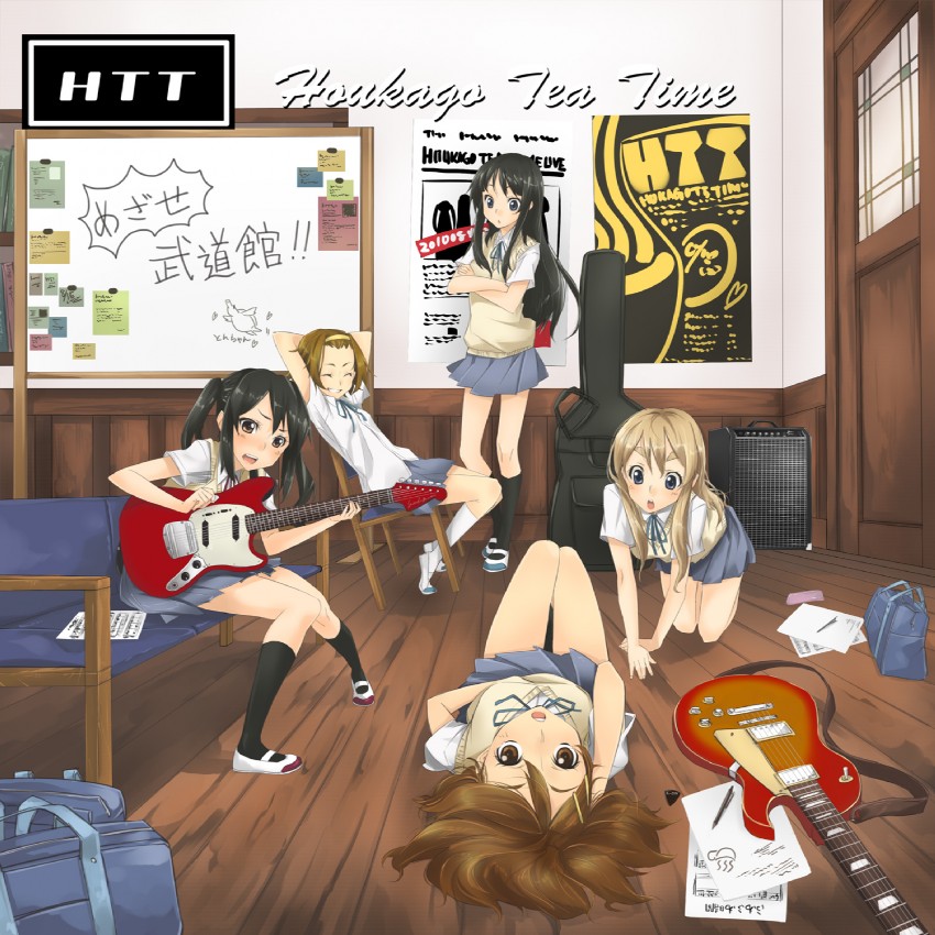 akiyama mio, nakano azusa, hirasawa yui, tainaka ritsu, and kotobuki tsumugi (k-on! and 1 more) drawn by sasetsu