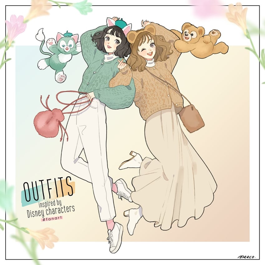 duffy the disney bear and gelatoni (duffy and friends) drawn by meecosme