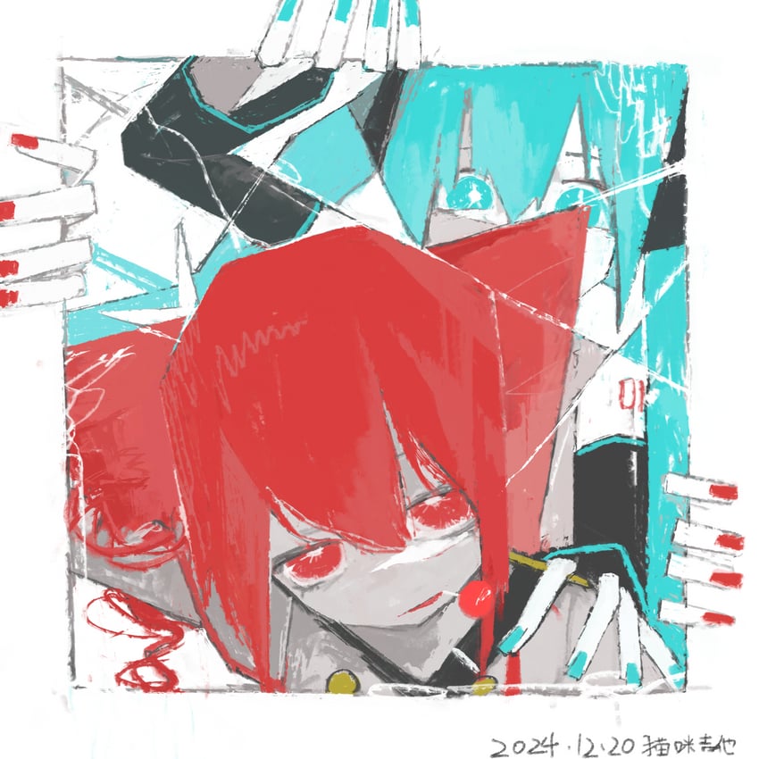 hatsune miku and kasane teto (vocaloid and 2 more) drawn by maomi_jita