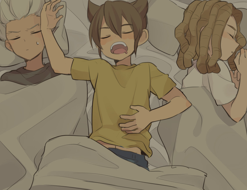endou mamoru, kidou yuuto, and gouenji shuuya (inazuma eleven) drawn by saku_anna