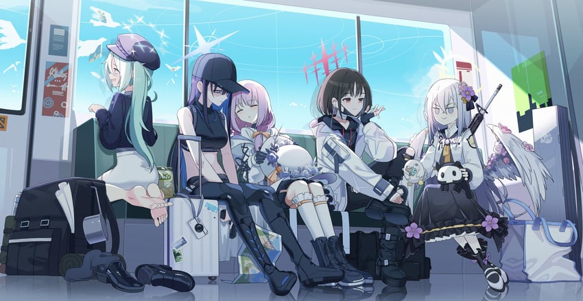 saori, azusa, peroro, atsuko, hiyori, and 2 more (blue archive) drawn by mnnnya