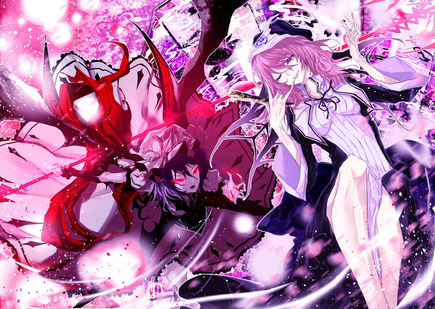 remilia scarlet and saigyouji yuyuko (touhou and 2 more) drawn by noah_(yakumo3903)
