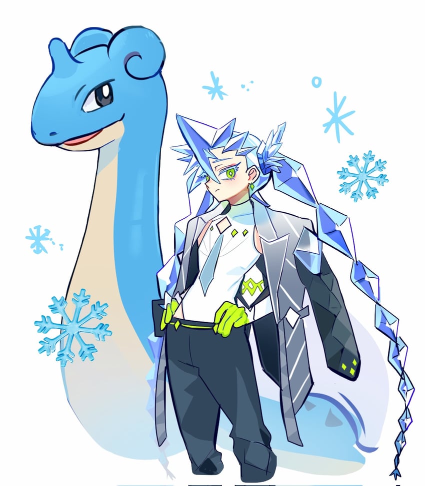 hatsune miku, lapras, and ice miku (pokemon and 2 more) drawn by chado_(again_0_1)