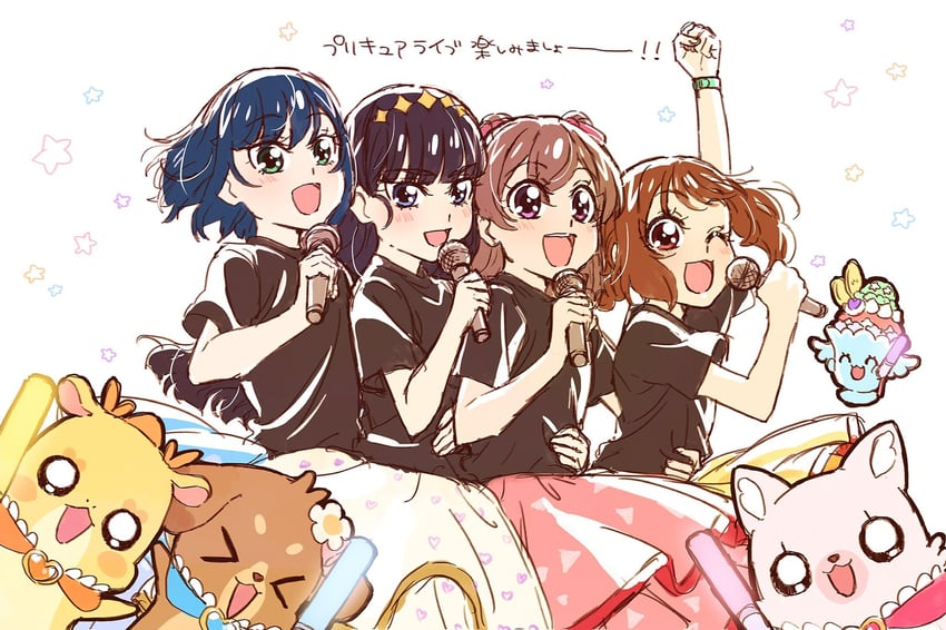 nagomi yui, fuwa kokone, kasai amane, hanamichi ran, kome-kome, and 3 more (precure and 1 more) drawn by yufu_kyouko
