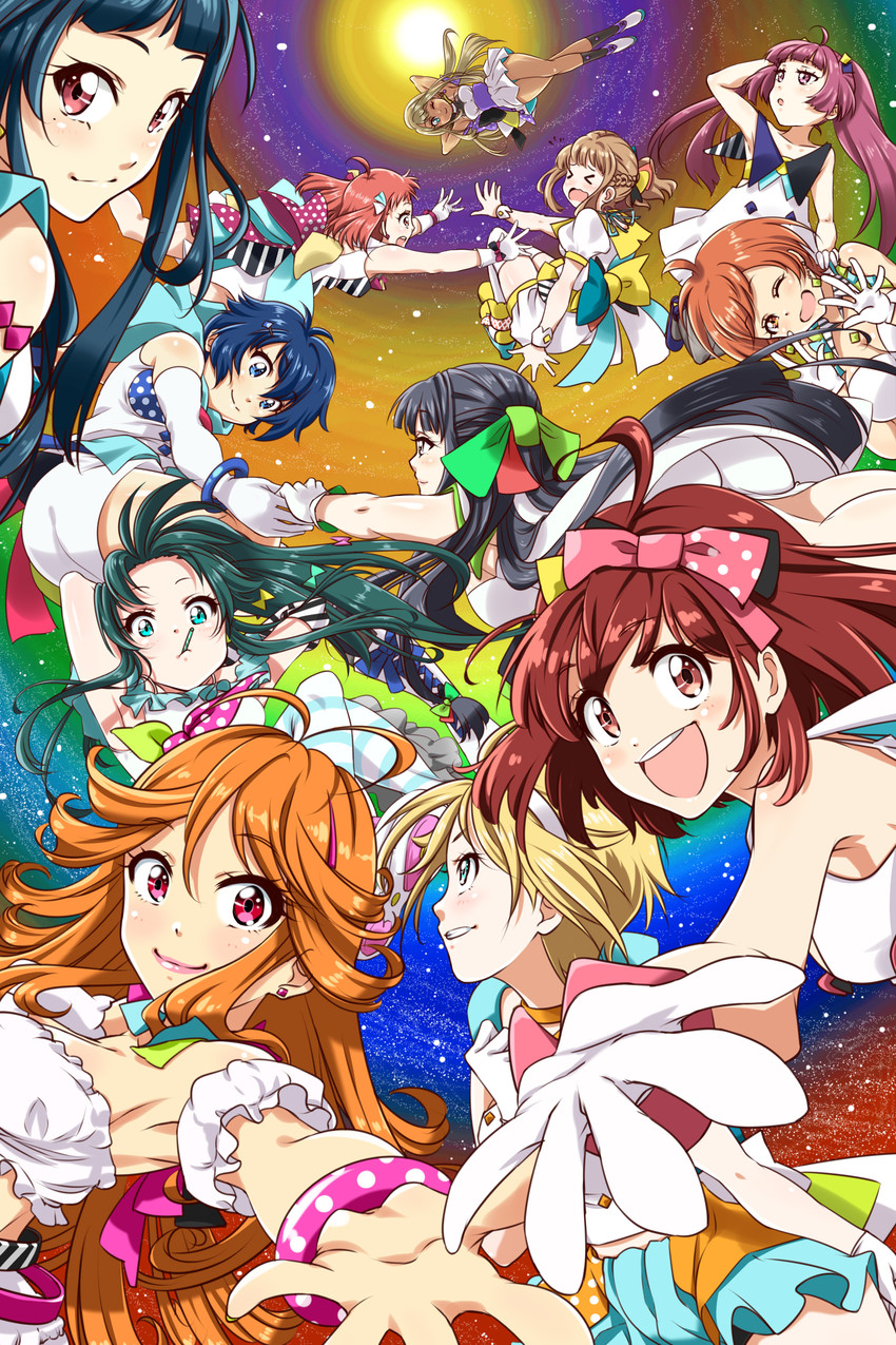 alessandra susu, usuta sumire, harumi kajika, harumi shinju, tendouji musubi, and 7 more (tokyo 7th sisters) drawn by i_(wamiya)