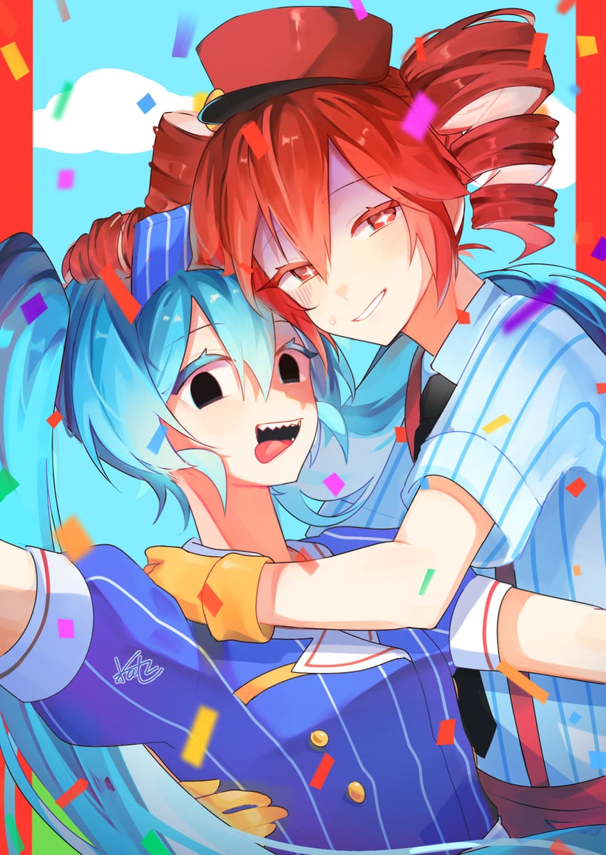 hatsune miku and kasane teto (vocaloid and 2 more) drawn by katzyi_ly