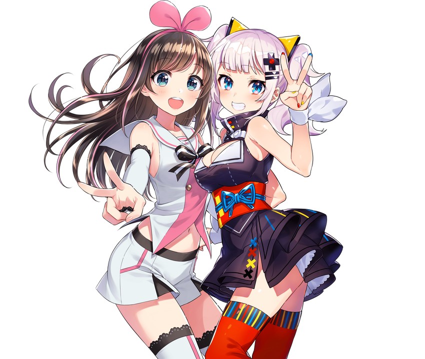 kizuna ai and kaguya luna (kizuna ai inc. and 1 more) drawn by mika_pikazo