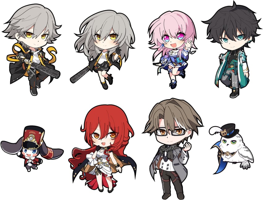 trailblazer, stelle, march 7th, caelus, dan heng, and 4 more (honkai and 1 more) drawn by gatalmanz