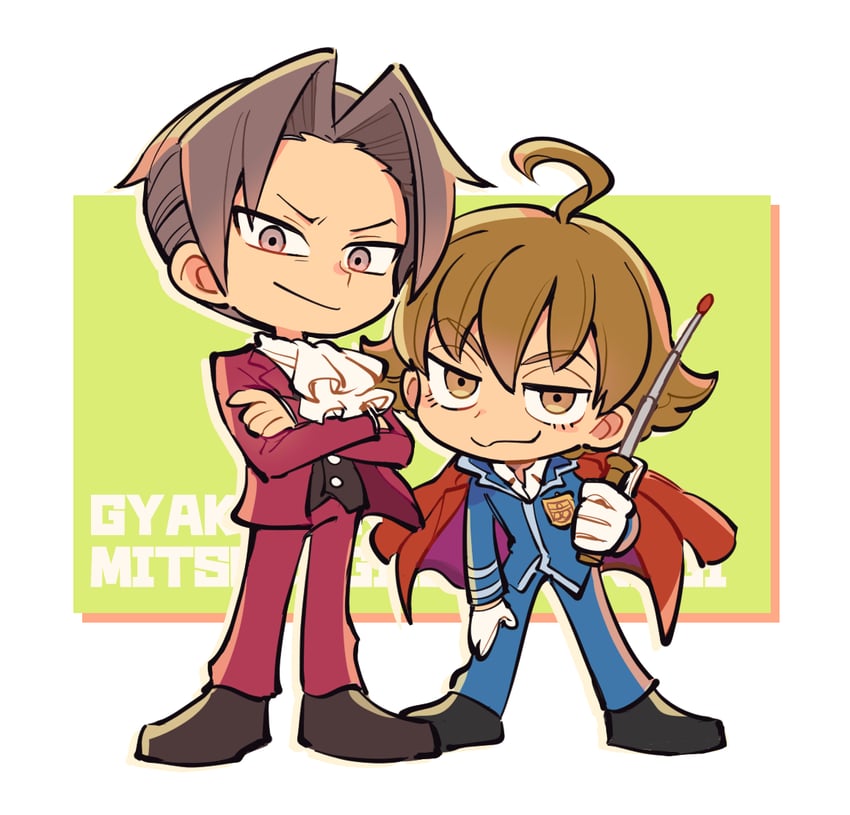 miles edgeworth and eustace winner (ace attorney and 2 more) drawn by nono_(norabi)
