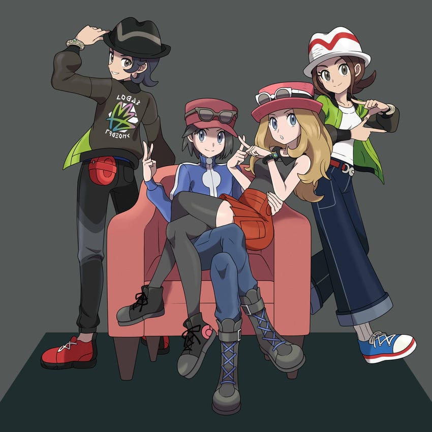 serena, calem, harmony, and paxton (pokemon and 2 more) drawn by asatsuki_(fgfff)