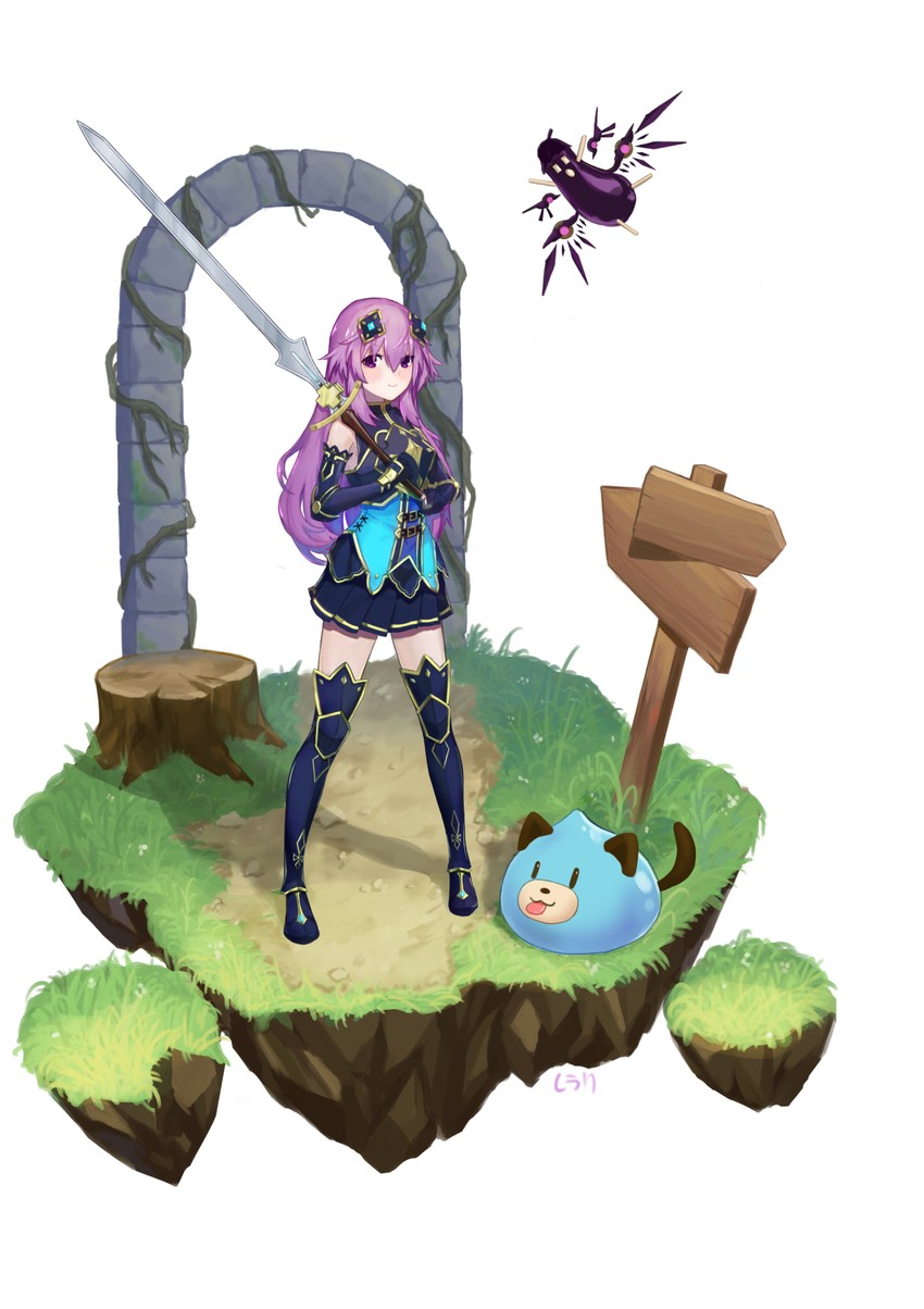 adult neptune, dogoo, and magiquone (neptune and 1 more) drawn by seewlee