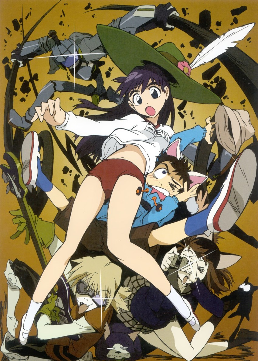 haruhara haruko, samejima mamimi, nandaba naota, canti, ninamori eri, and 1 more (flcl)