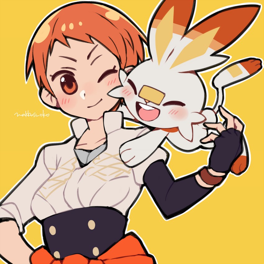 scorbunny and leonie pinelli (pokemon and 3 more) drawn by do_m_kaeru