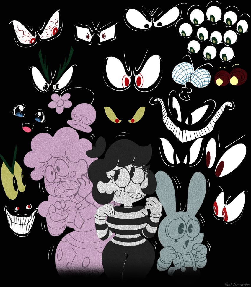 mute the mime, chatterbox the clown, and bonzo rabbit (original) drawn by imrachets