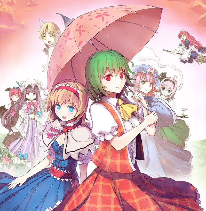 konpaku youmu, alice margatroid, patchouli knowledge, saigyouji yuyuko, kazami yuuka, and 3 more (touhou and 1 more) drawn by culter