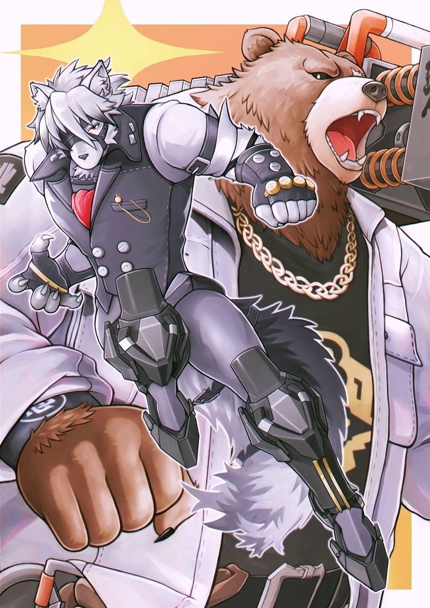 von lycaon and ben bigger (zenless zone zero) drawn by kemokemumaki