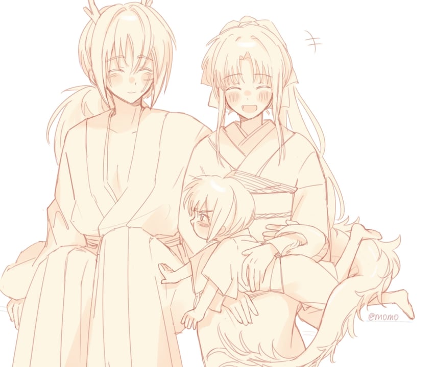 himura kenshin, kamiya kaoru, and himura kenji (rurouni kenshin) drawn by abcd0060