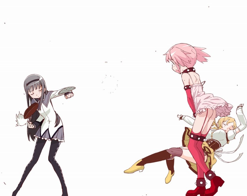 akemi homura, kaname madoka, and tomoe mami (mahou shoujo madoka magica) drawn by teri_terio