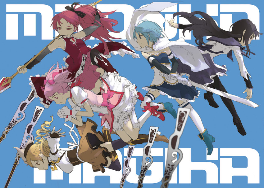 akemi homura, kaname madoka, miki sayaka, sakura kyoko, and tomoe mami (mahou shoujo madoka magica) drawn by mihara_(081mhrs)