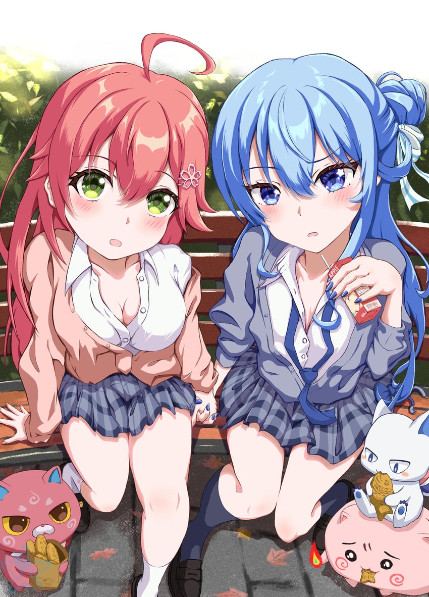 hoshimachi suisei, sakura miko, kintoki, maguchi, and takoyaki (hololive) drawn by soware