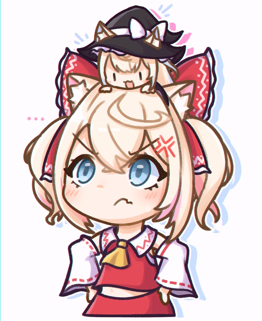 hakurei reimu, kirisame marisa, fuwawa abyssgard, and mococo abyssgard (touhou and 2 more) drawn by moon_ldl