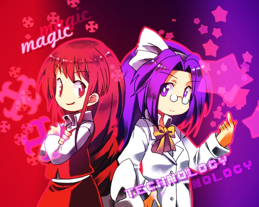 okazaki yumemi and asakura rikako (touhou) drawn by hachi_(8bit_canvas)