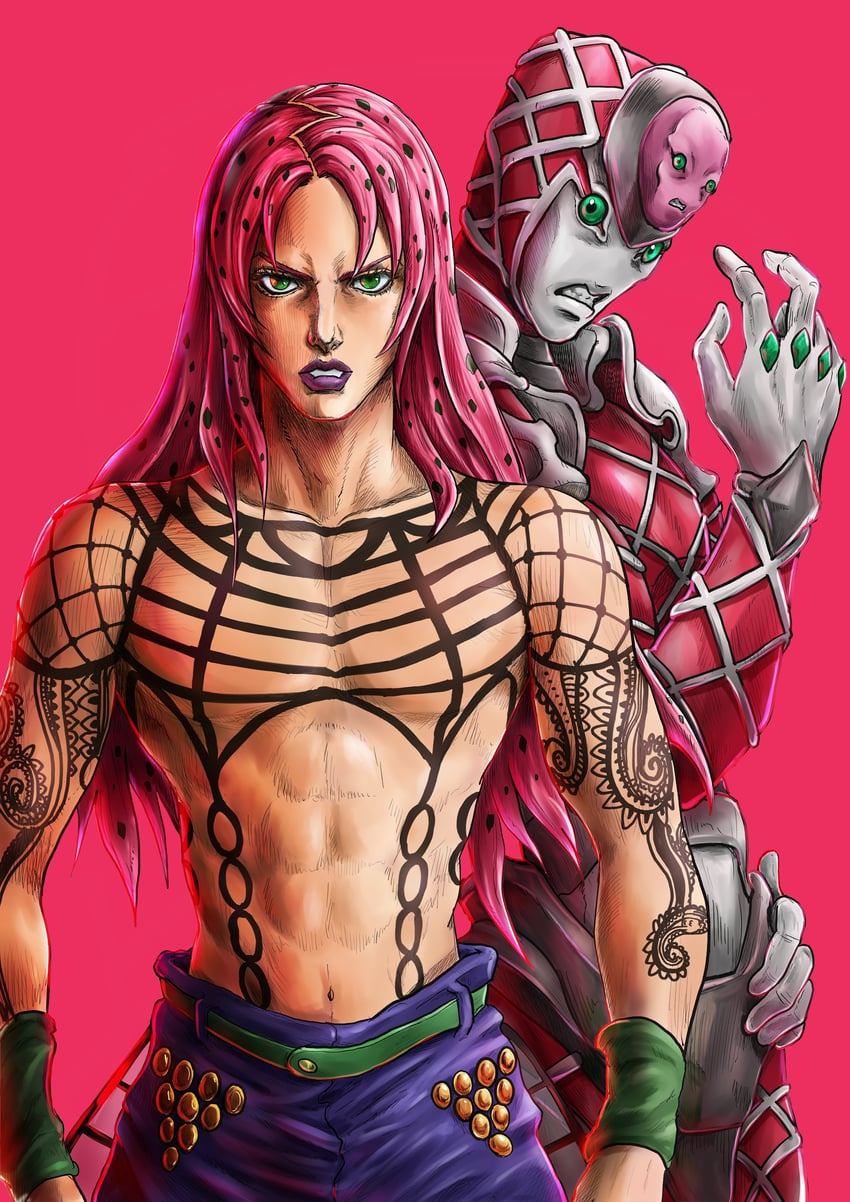 diavolo, king crimson, and epitaph (jojo no kimyou na bouken and 1 more) drawn by kaib0y