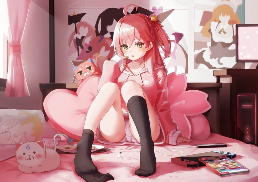 sakura miko, mario, 35p, and kintoki (hololive and 3 more) drawn by nyan_(reinyan_007)