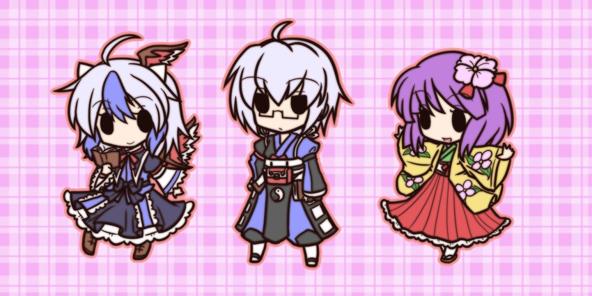 morichika rinnosuke, hieda no akyuu, and tokiko (touhou) drawn by fushigi_ebi