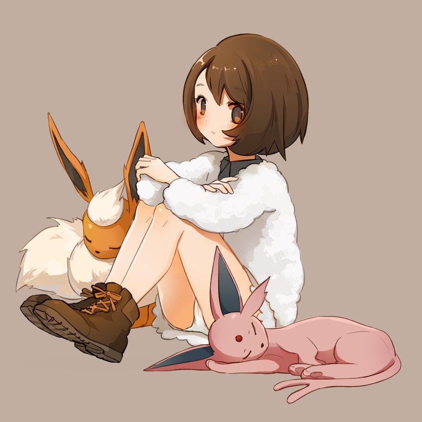 gloria, espeon, and flareon (pokemon and 1 more) drawn by seleca