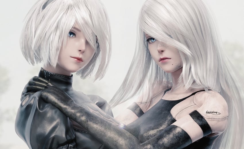 2b and a2 (nier and 1 more) drawn by devy_(hapidevy)