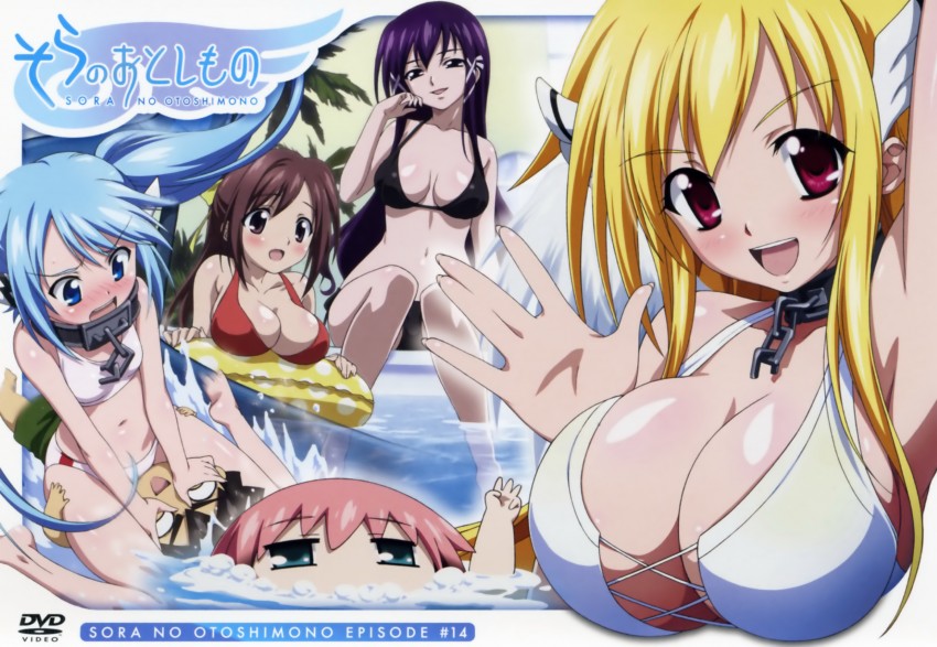 ikaros, nymph, astraea, mitsuki sohara, sakurai tomoki, and 1 more (sora no otoshimono)