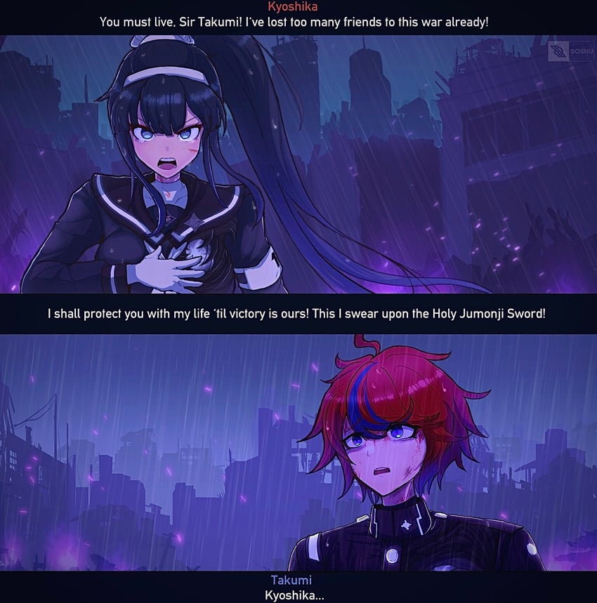 sumino takumi and magadori kyoshika (the hundred line -last defense academy-) drawn by soshu_(soshuscribbles)