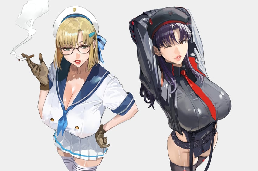 katsuragi misato, rapi, akagi ritsuko, and neon (neon genesis evangelion and 1 more) drawn by hintobento