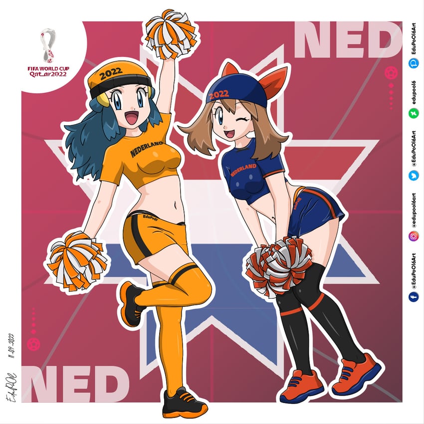 dawn and may (pokemon and 4 more) drawn by edupool6art