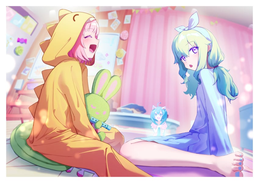 hatsune miku, ootori emu, kusanagi nene, and wonderlands x showtime miku (vocaloid and 1 more) drawn by mishio_(misio_40)