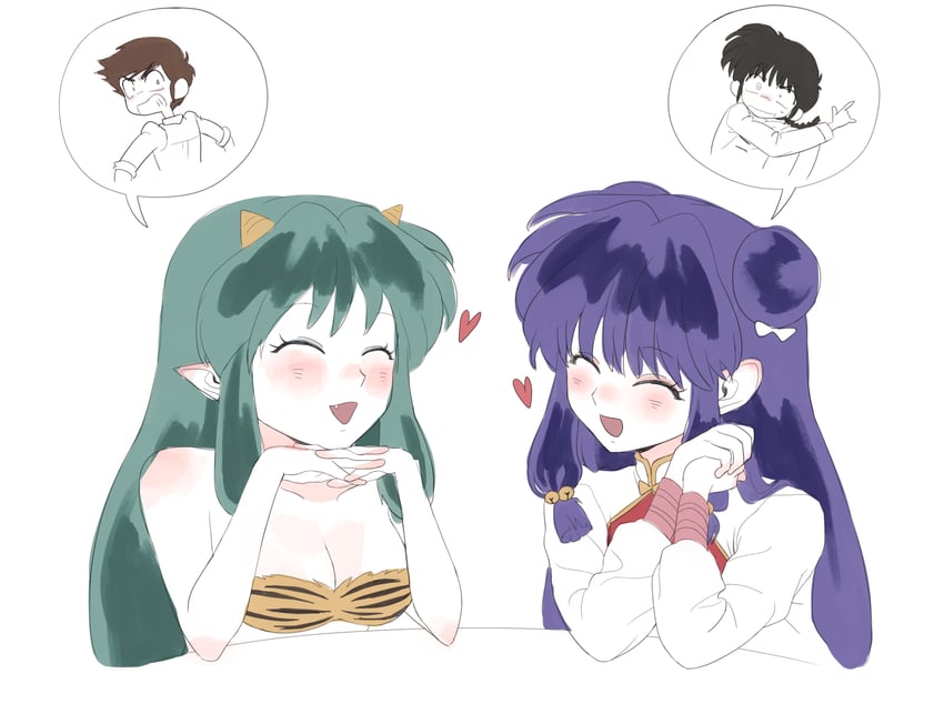 lum, shampoo, saotome ranma, and moroboshi ataru (ranma 1/2 and 1 more) drawn by rodo_617