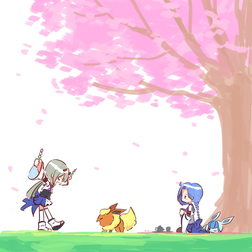 glaceon, flareon, fujita asagao, and igusa subaru (pokemon and 1 more) drawn by teisuu