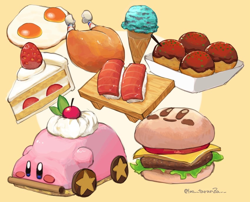 kirby and car mouth (kirby and 2 more) drawn by leo_taranza